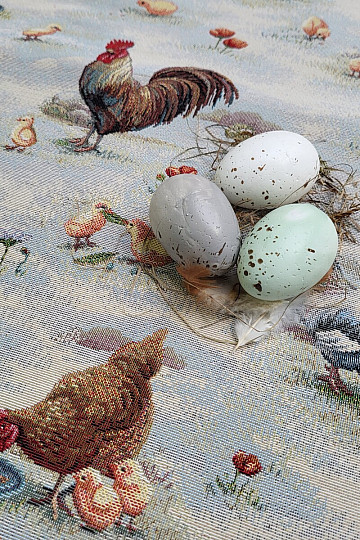 Tapestry tablecloth and scarf BACKYARD HEN
