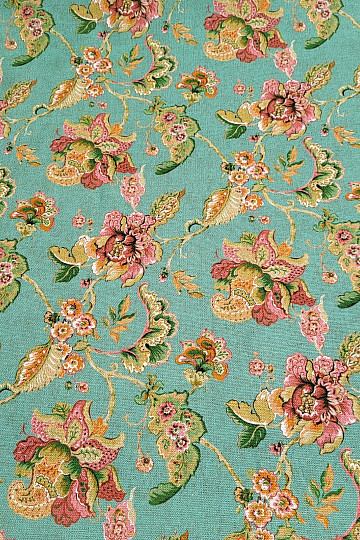 Decorative fabric INDIAN FLOWERS turquoise