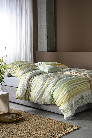 IRISETTE luxury cotton satin MAGIC 30 stripes green