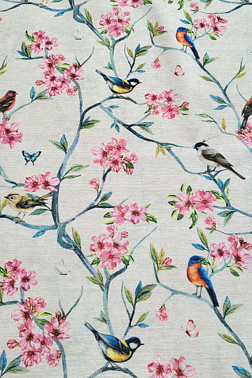Decorative fabric BIRDS IN BRANCHES