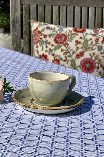 Tablecloth and scarf MONTANA GRID BLUE