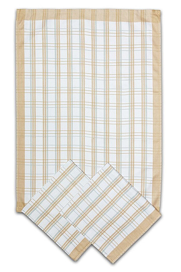 Tea towels traditional check ocher 3 pieces