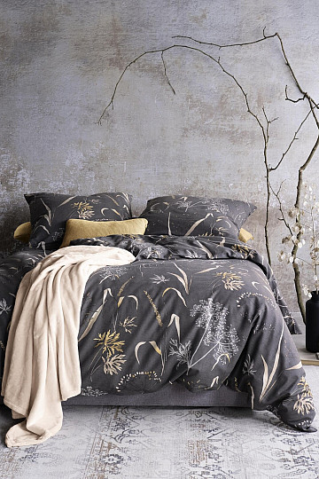Luxury flannel bedding IRISETTE KOALA 8425-11 MEADOW GRASS dark. grey