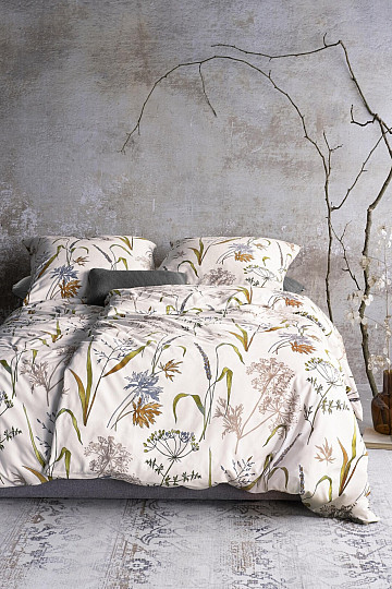 Luxury flannel bedding IRISETTE KOALA 8425-90 MEADOW GRASS white