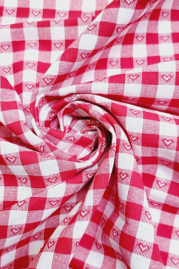 Decorative fabric KANAFAS SOFI HEART red