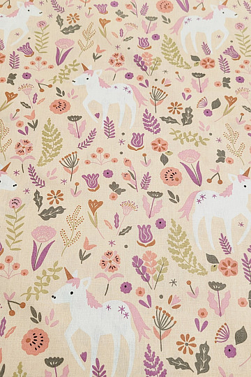 Cotton fabric UNICORN pink