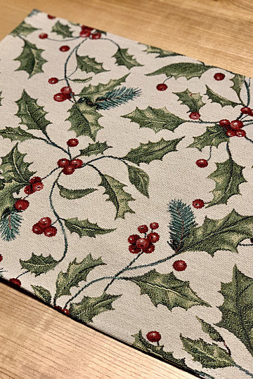 Tapestry tablecloth and scarf CHRISTMAS HOLLY