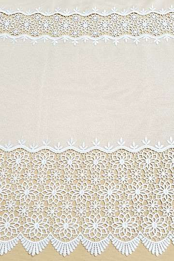 Finished embroidered luxury curtain GERSTER 11509 white flowers