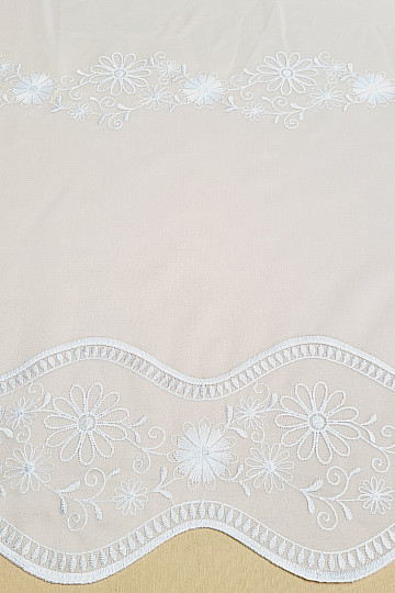Embroidered curtain V 325 FLOWER white