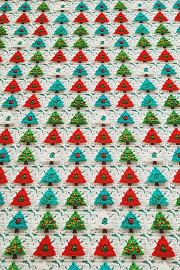 Cotton fabric CROCHETED TREES