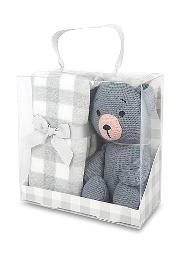 KNITTED TEDDY children's gift set