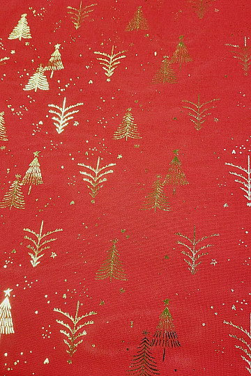 Cotton fabric RED TREES
