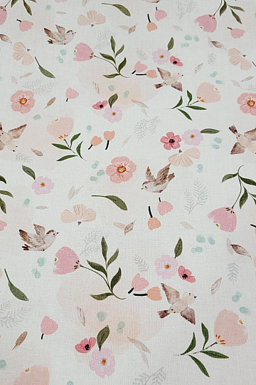 Cotton fabric SPRING BIRD