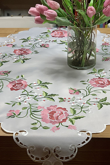 Embroidered tablecloth and scarf ROSE