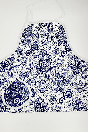 Apron with bib WHITE BLUE