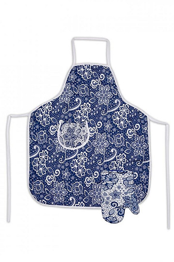 Apron with bib BLUE WHITE
