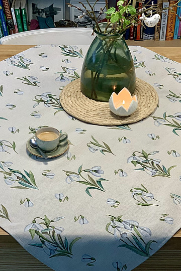 Tapestry tablecloth and scarf SNOWDROPS