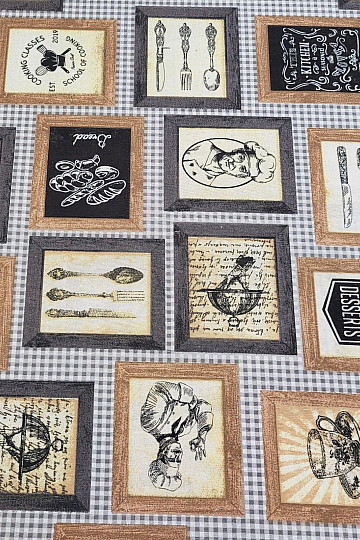 Decorative fabric KITCHEN BLACK