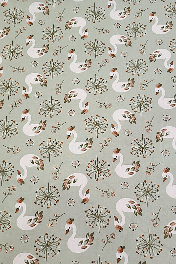 Cotton fabric SWANS