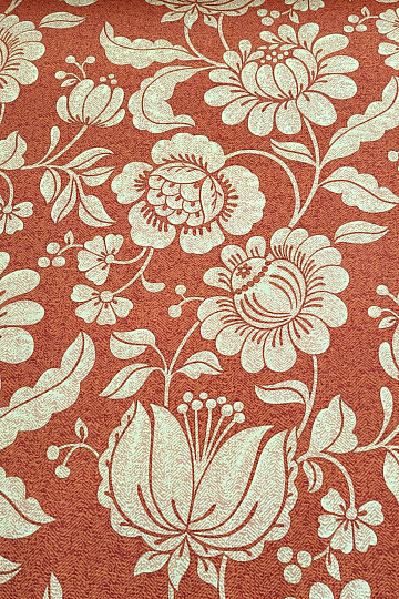 Decorative fabric GOLDEN FLOWERS cinnamon background