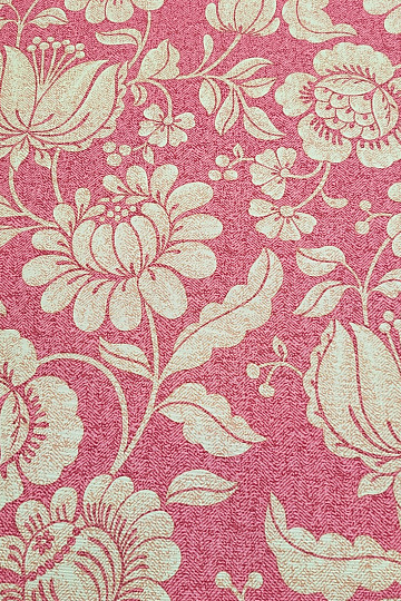 Decorative fabric GOLDEN FLOWERS red background