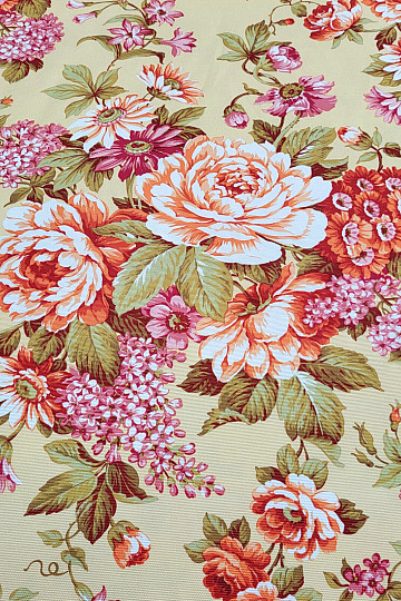 Decorative fabric DOMINA YELLOW LARGE FLOWER