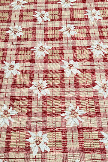 Luxurious decorative fabric FLOWERS AND DIAMONDS red