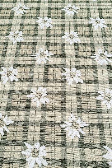 Luxurious decorative fabric FLOWERS AND DIAMONDS green
