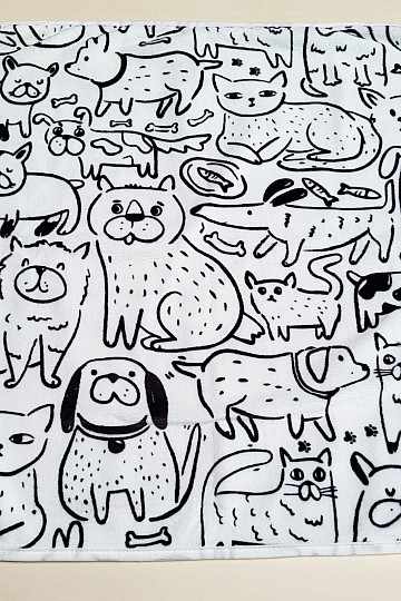 Childrens blanket ANIMALS black and white