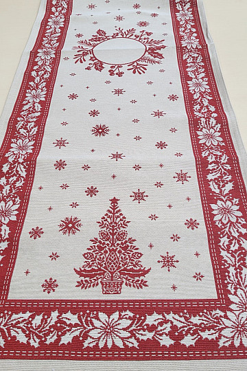 Tapestry tablecloth and scarf FOLK CHRISTMAS red