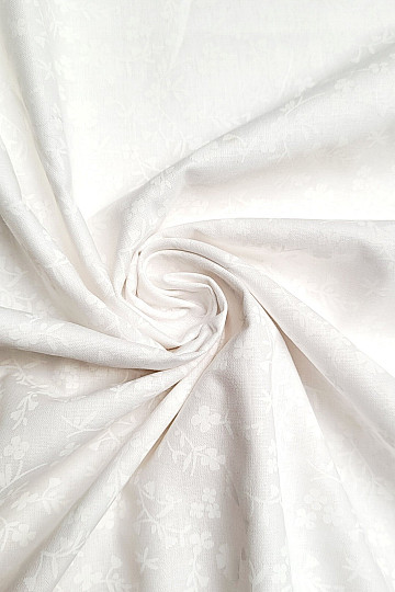 Cotton decorative fabric MARGELIE flower WHITE
