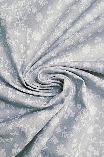 Cotton decorative fabric MARGELIE flower GREY
