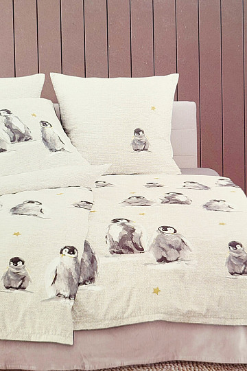Luxury flannel bedding IRISETTE PANDA 8645-80 PENGUINS