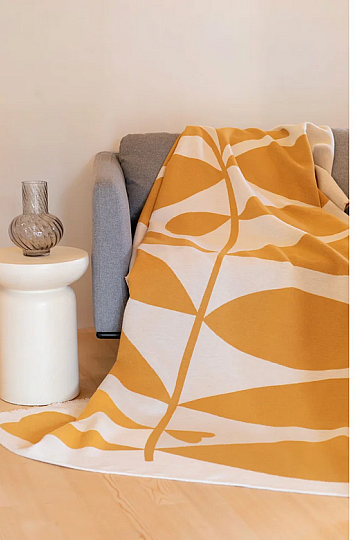 Blanket DF LUCA LARGE LEAVES YELLOW