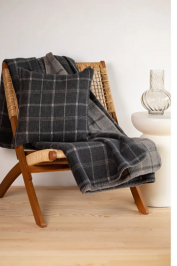 Blanket DF SAVONA CHECKED DARK GREY