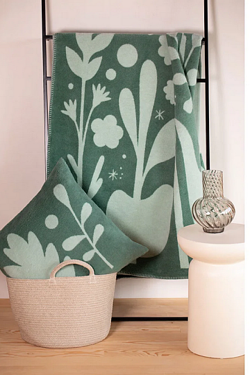 Blanket DF SAVONA FOLKLORE FLOWERS GREEN