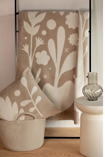 Blanket DF SAVONA FOLKLORE FLOWERS ECRU