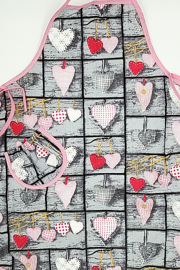 Apron with bib PATCHWORK HEART SEWN