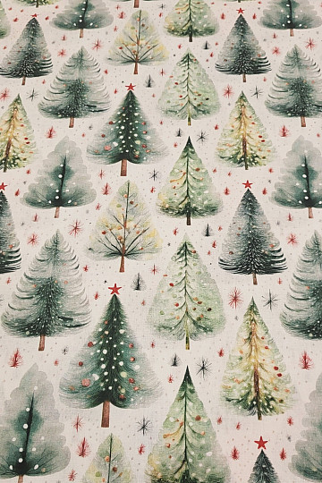 Cotton fabric SNOWY FOREST