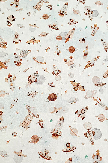 Cotton fabric SPACE FUZBUZ