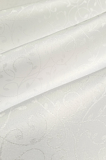 Decorative plain fabric WHITE LEAVES
