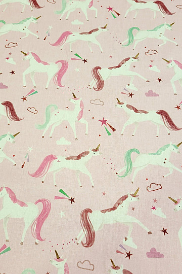 Cotton fabric COLORFUL UNICORNS
