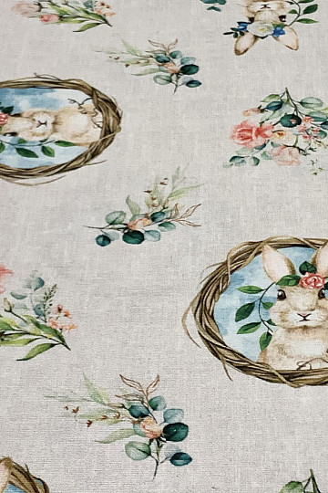 Decorative fabric EASTER BUNNY with rose