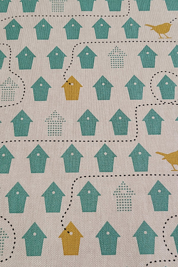 Cotton fabric BIRDHOUSES