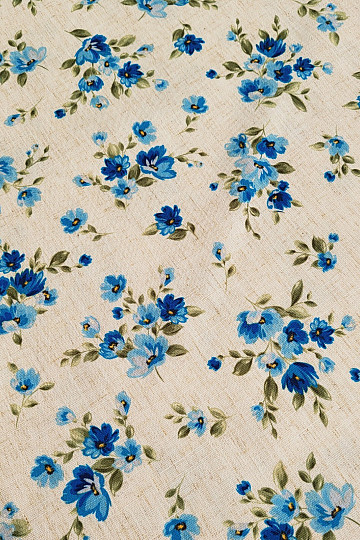 Decorative fabric FLOWERS LINO blue