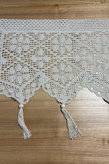 Finished stained glass curtain CROCHET FLOWERS WHITE