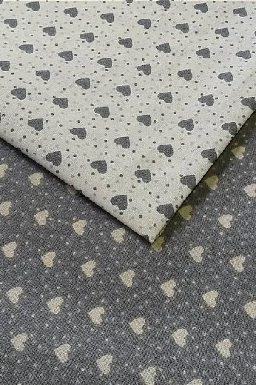 Cotton fabric MINI HEART 05 grey combination
