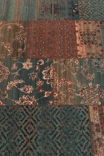 Luxurious woolen carpet ROYAL PATCHWORK green