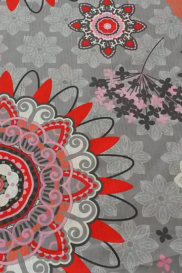 Decorative fabric MANDALA big grey
