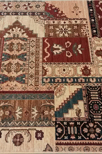 Luxurious woolen carpet ROYAL PATCHWORK multi cream